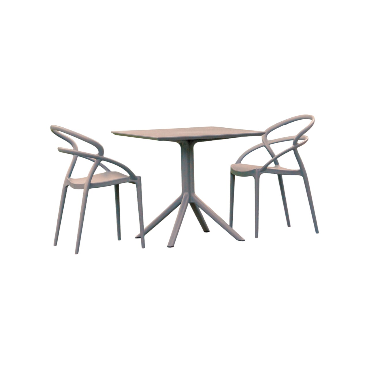 Luxury Commercial Living 3-Piece Gray Outdoor Patio Dining Set with Stackable Chairs 32.25"
